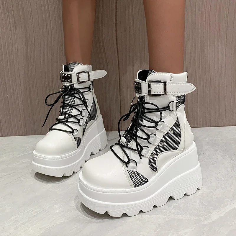 Women's Boots 2024 Autumn Women Ankle Boots Platform Wedges High Heels Short Boots New Fashion Design Zip Cosplay Shoes of Women - Image 5