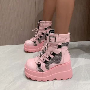 Women's Boots 2024 Autumn Women Ankle Boots Platform Wedges High Heels Short Boots New Fashion Design Zip Cosplay Shoes of Women